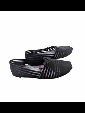 Skechers BOBS B Cute Black Mesh Striped Slip On Flats Women’s 9
